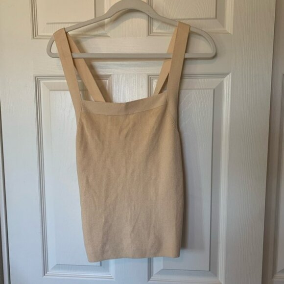 Banana Republic Peach Square Neck Cross Back Cropped Sweater Tank | L NWT - Picture 1 of 7